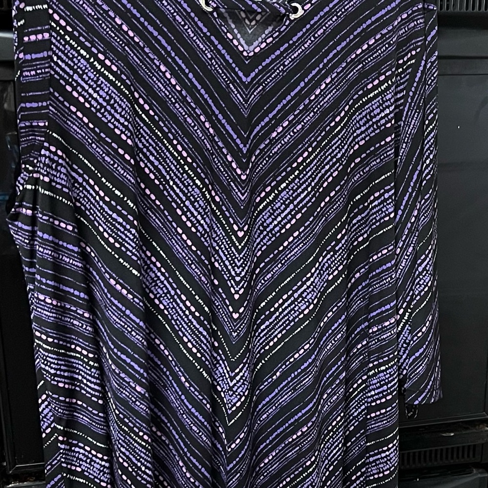 Purple and Black Chevron Pattern Blouse with 3/4 sleeves